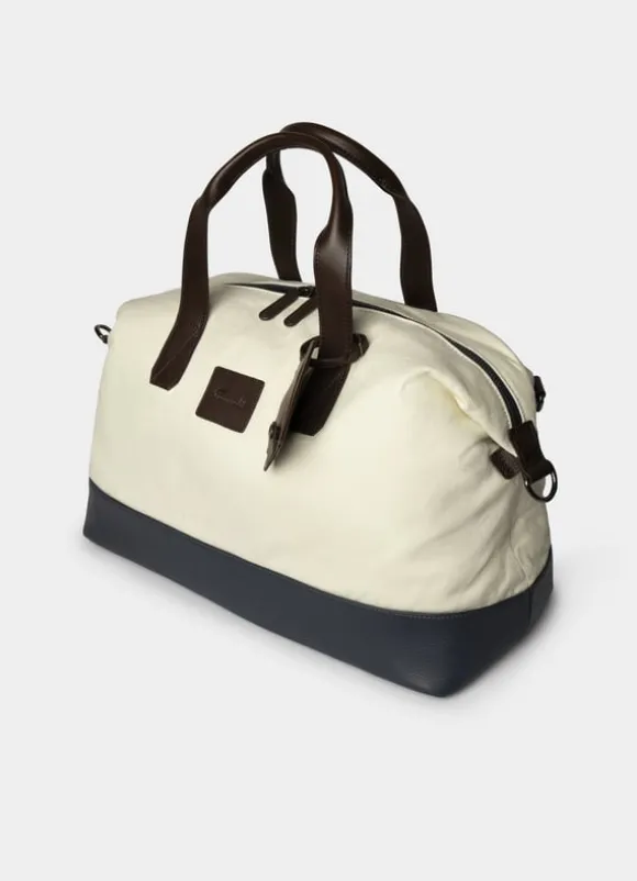 canvas bag with leather details