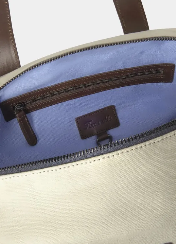 canvas bag with leather details