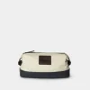 canvas washbag with leather details