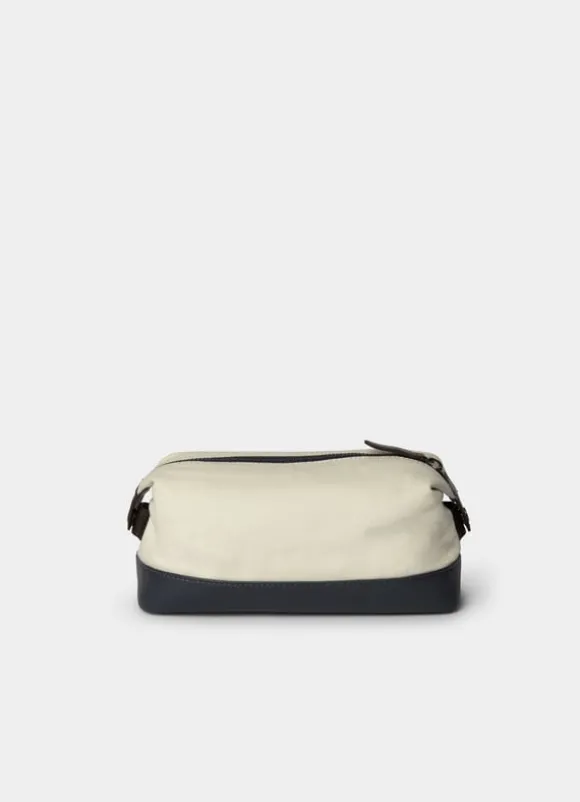 canvas washbag with leather details