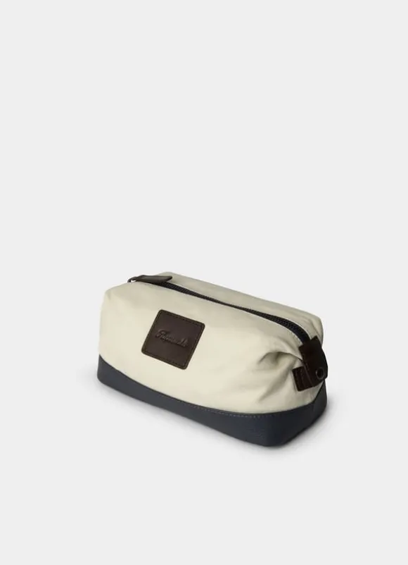 canvas washbag with leather details