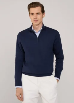 cotton silk half zip jumper