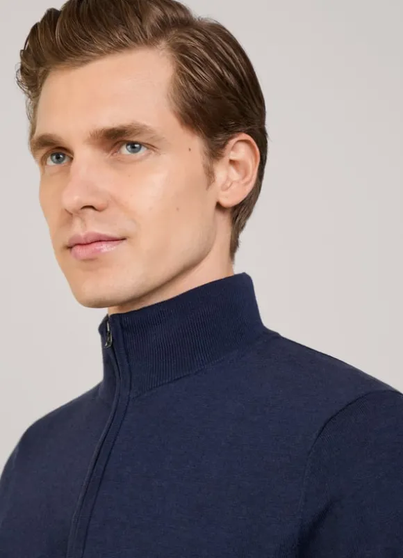 cotton silk half zip jumper