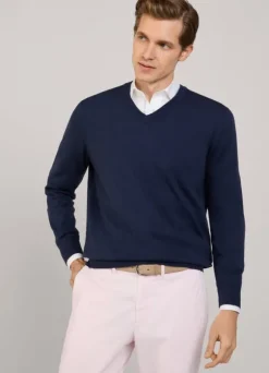 cotton silk v neck jumper