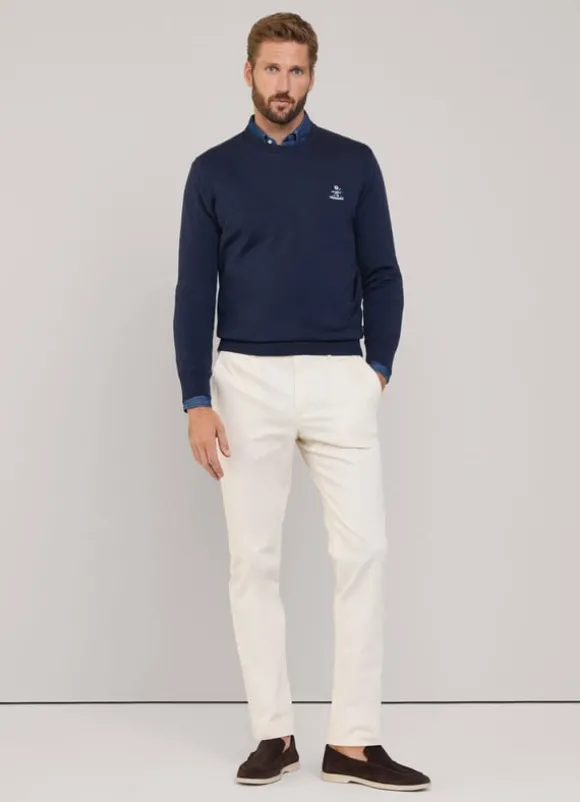embroidered bird crew neck jumper