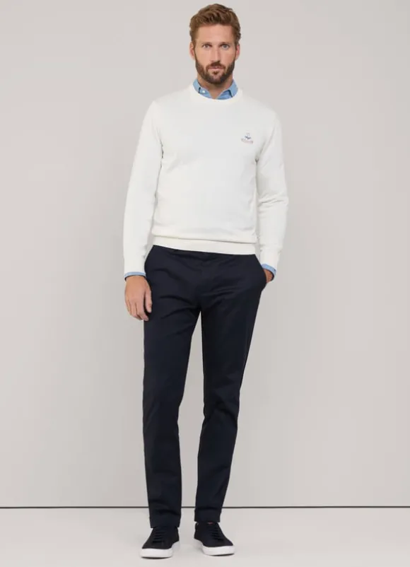 embroidered bird crew neck jumper