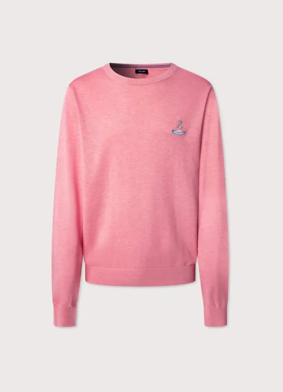 embroidered bird crew neck jumper