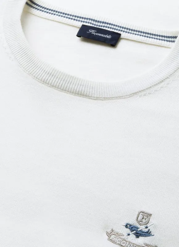 embroidered bird crew neck jumper