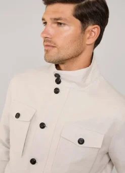 high neck linen cotton parka
