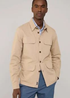 linen cotton cargo overshirt