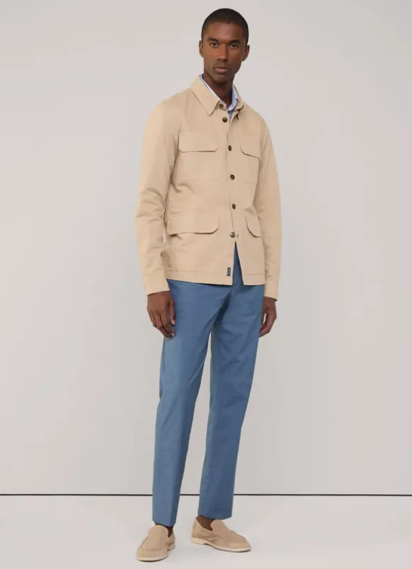 linen cotton cargo overshirt