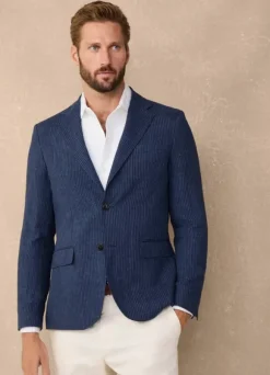 pinstripe linen blazer