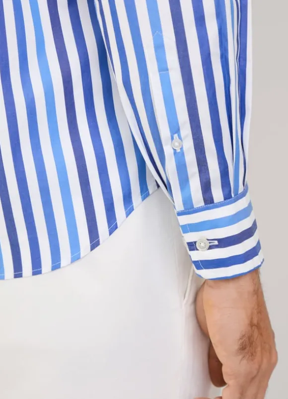 regular fit awning striped poplin shirt