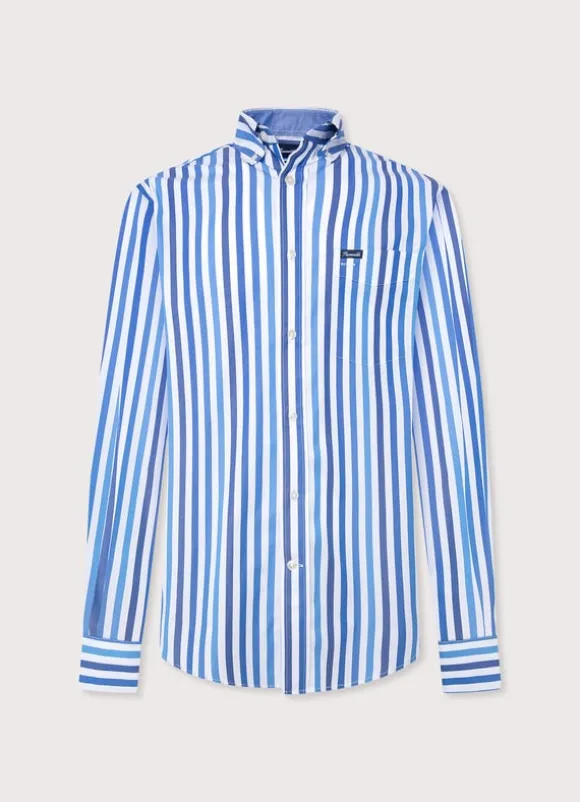 regular fit awning striped poplin shirt