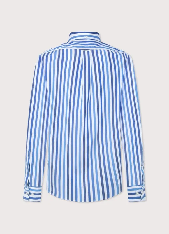 regular fit awning striped poplin shirt
