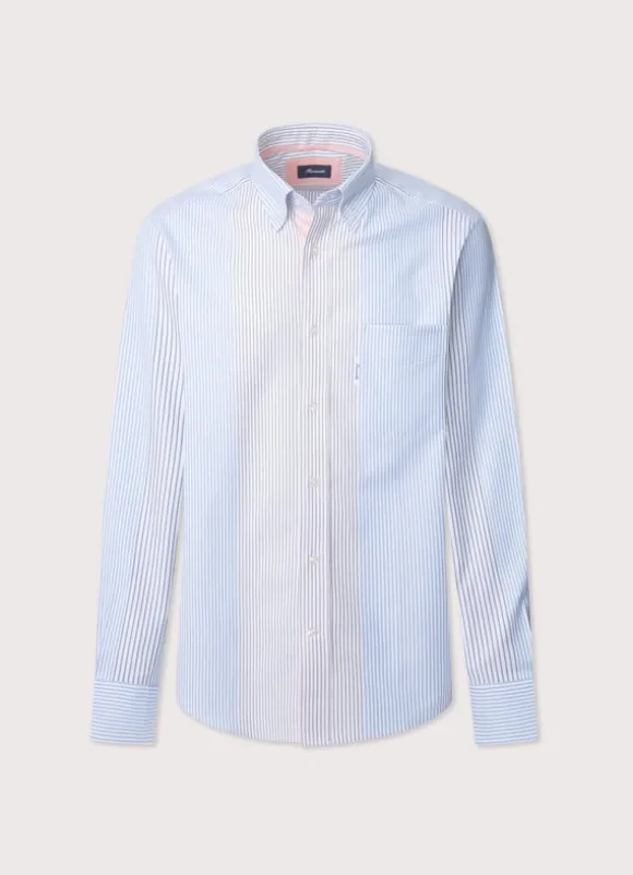 regular fit bayadere striped oxford shirt