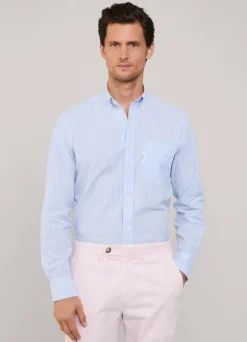 regular fit bengal striped seersucker shirt