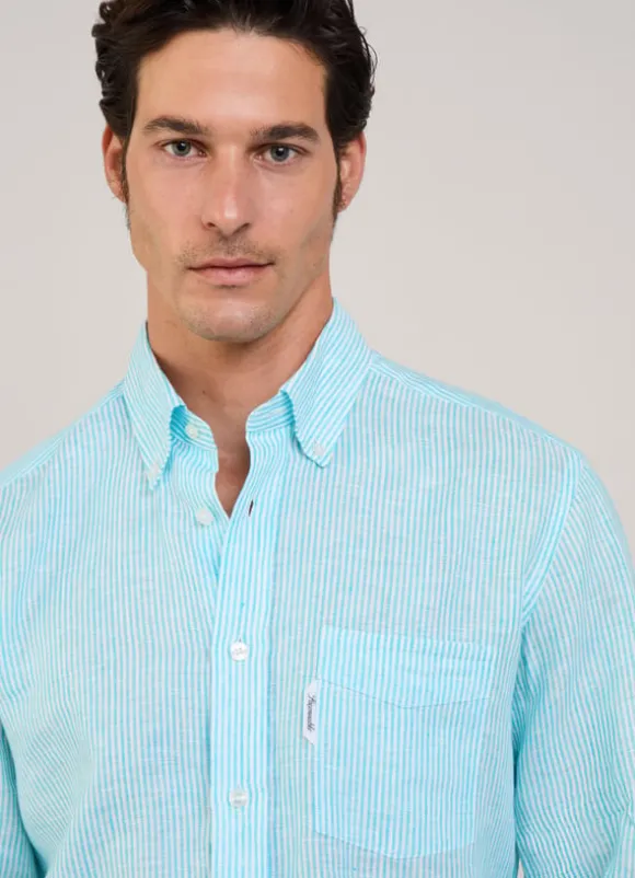 regular fit bengal striped linen shirt