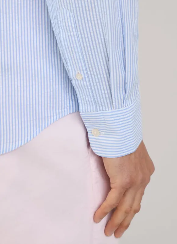 regular fit bengal striped seersucker shirt