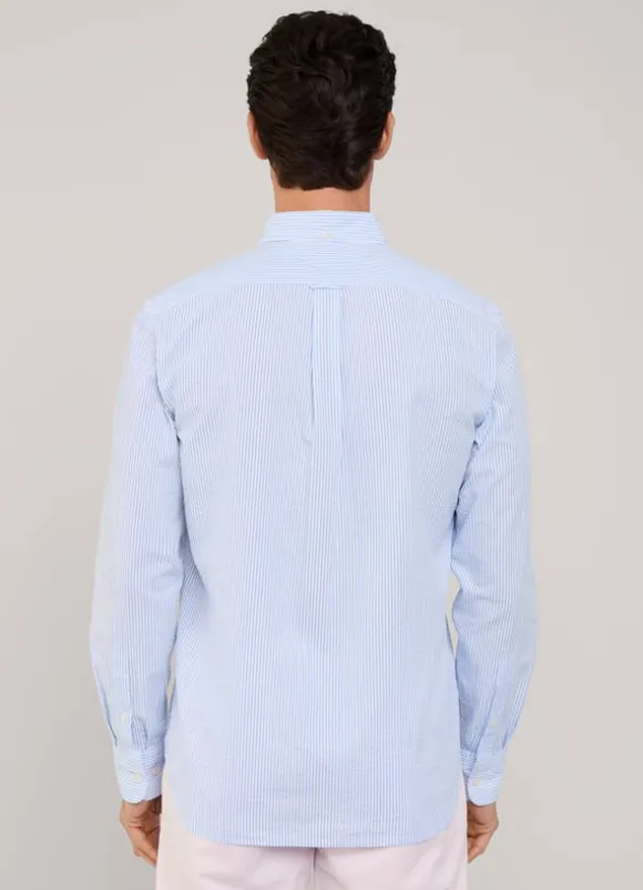 regular fit bengal striped seersucker shirt