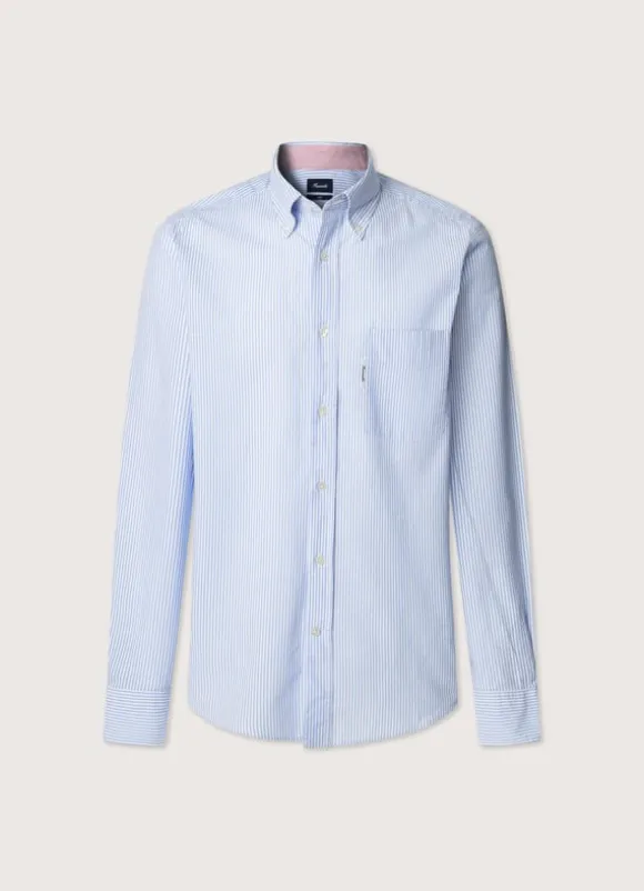 regular fit bengal striped seersucker shirt
