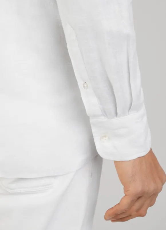 regular fit colour block linen shirt
