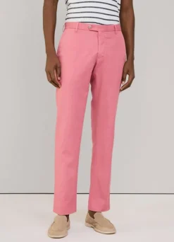 regular fit cotton linen trousers