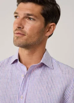regular fit fine striped linen shirt