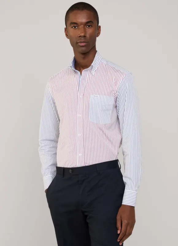 regular fit fine striped poplin shirt