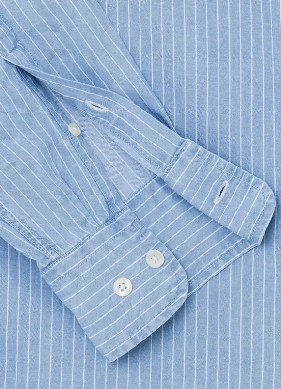 regular fit fine striped chambray shirt
