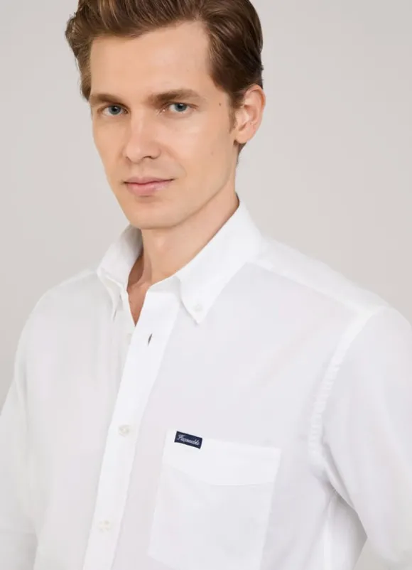 regular fit front pocket oxford shirt