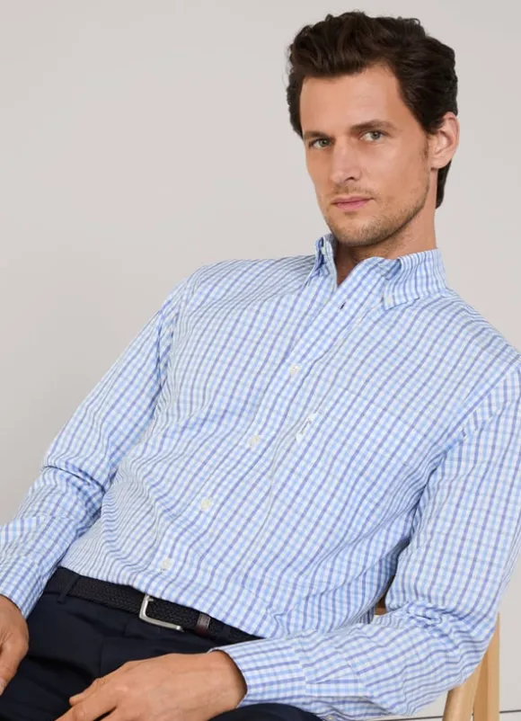 regular fit gingham fil-a-fil shirt