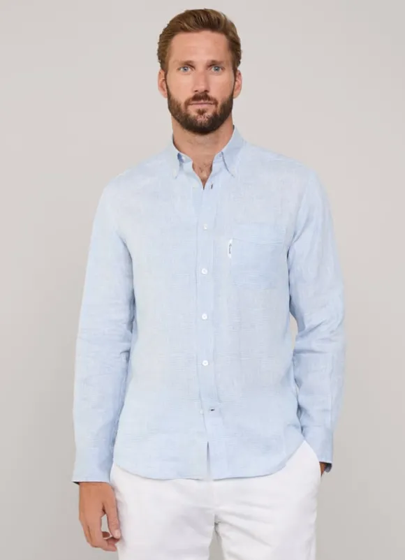 regular fit gingham linen shirt