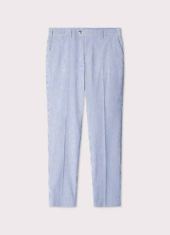 regular fit seersucker trousers