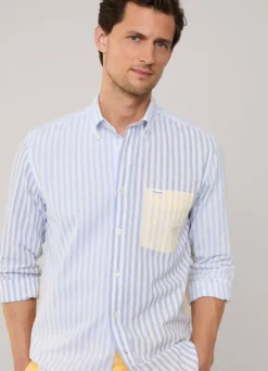 regular fit striped cotton linen shirt