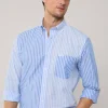regular fit striped cotton linen shirt