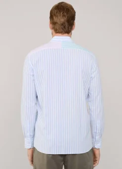 regular fit striped cotton linen shirt