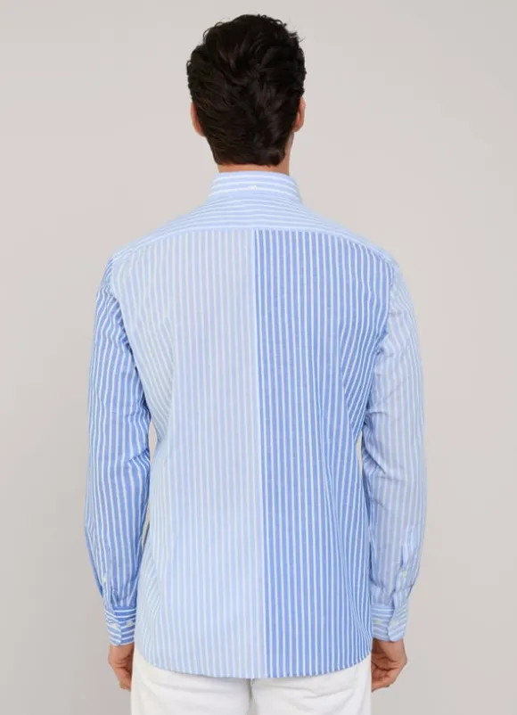 regular fit striped cotton linen shirt