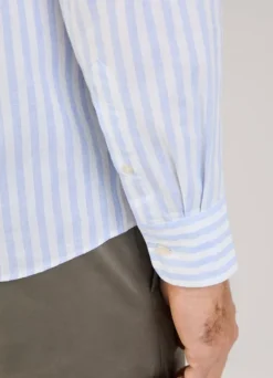 regular fit striped cotton linen shirt