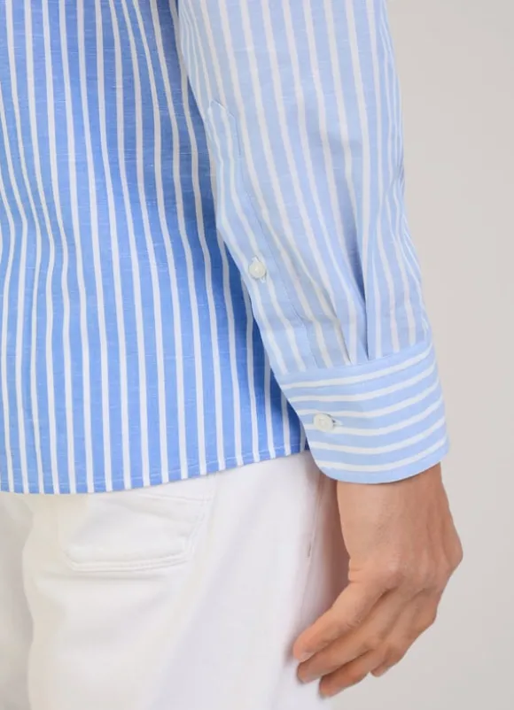 regular fit striped cotton linen shirt
