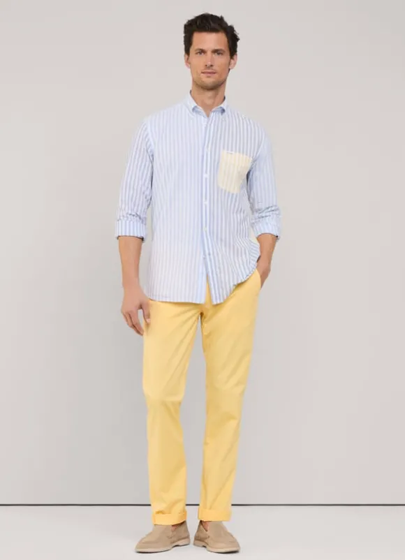 regular fit striped cotton linen shirt
