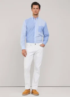 regular fit striped cotton linen shirt