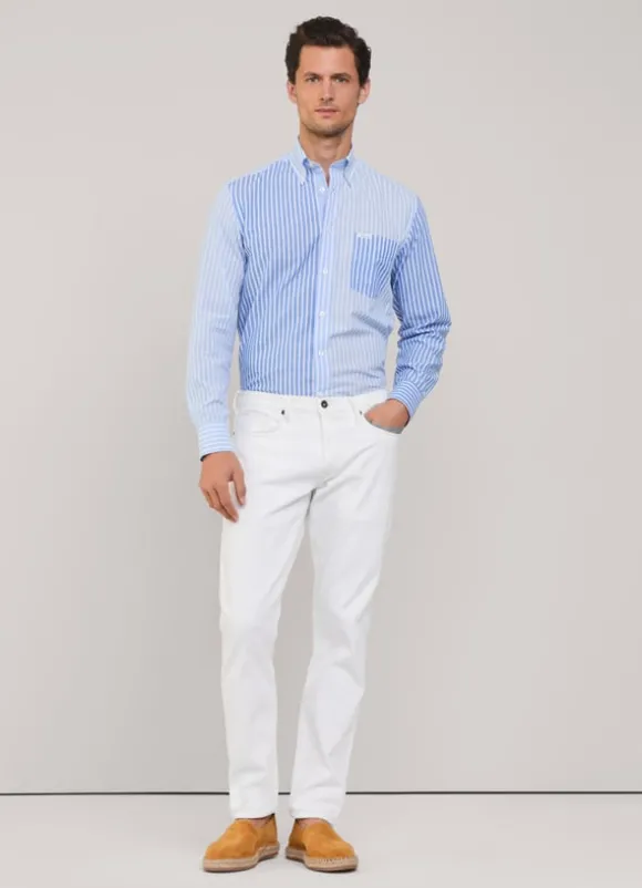 regular fit striped cotton linen shirt