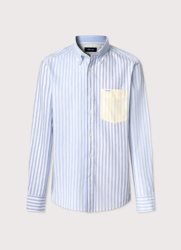 regular fit striped cotton linen shirt