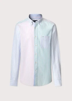 regular fit striped cotton linen shirt