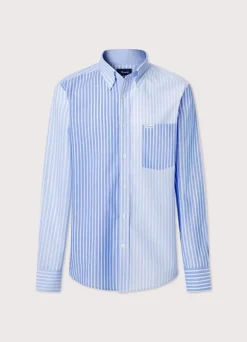 regular fit striped cotton linen shirt