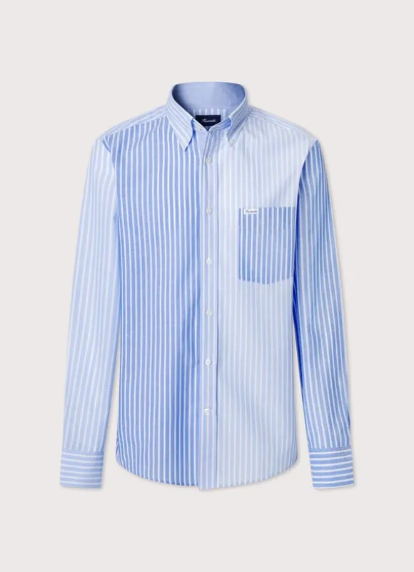 regular fit striped cotton linen shirt