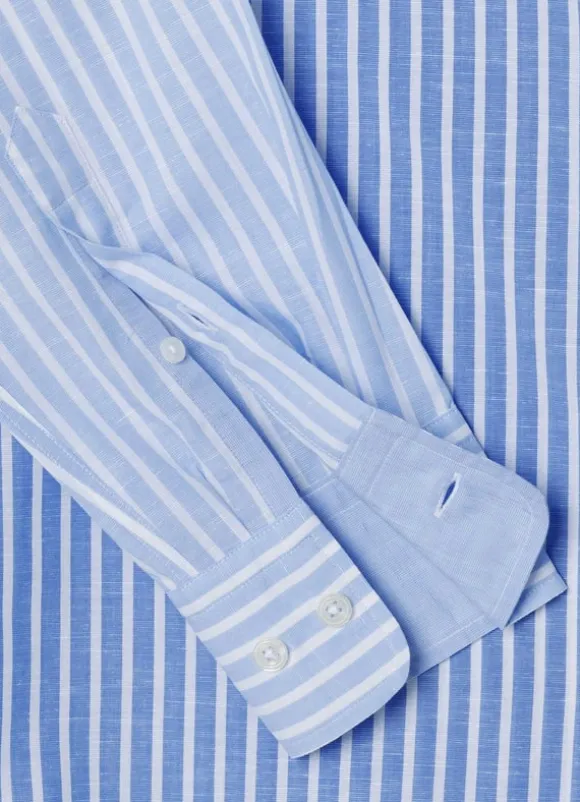 regular fit striped cotton linen shirt
