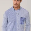 regular fit striped poplin shirt