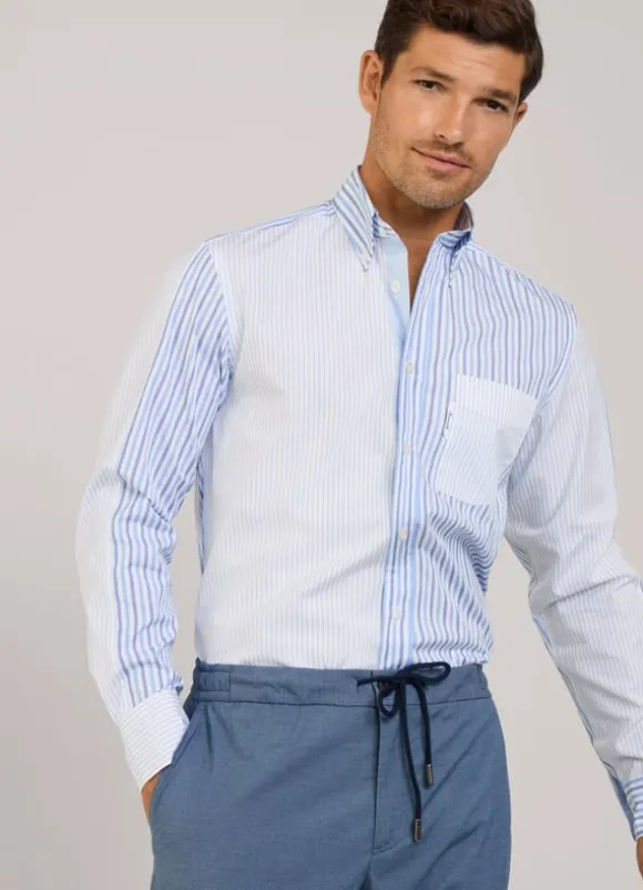 regular fit striped poplin shirt